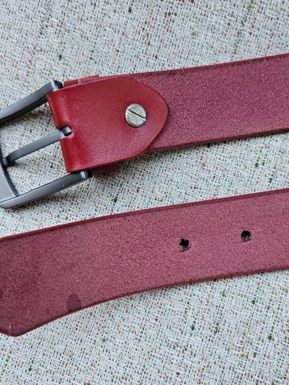 Handmade Belt Genuine Leather Red Unisex Waistband Pin Buckle Size 38 in NEW